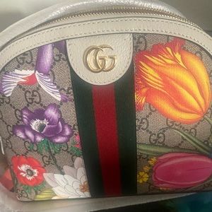 New Gucci small Ophidia Shoulder Flora printed Canvas bag